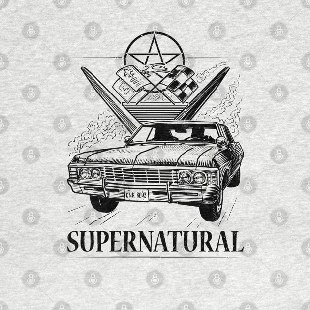 Supernatural Impala Black and White by pakowacz